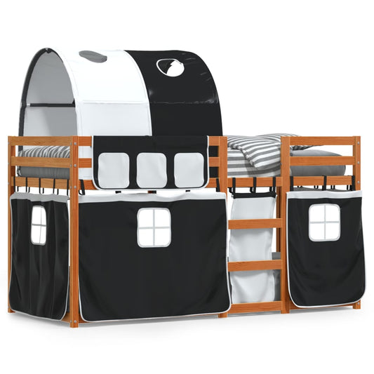Bunk Bed without Mattress White&Black 90x190 cm Single Solid Wood Pine Bunk Bed without Mattress White&Black 90x190 cm Single Solid Wood Pine