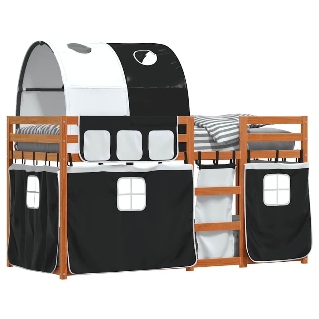 Bunk Bed without Mattress White&Black 90x190 cm Solid Wood Pine