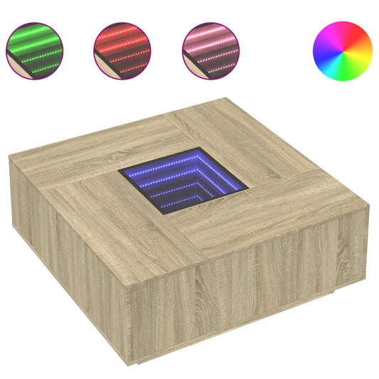 Coffee Table with Infinity LED Sonoma Oak 100x100x40 cm Coffee Table with Infinity LED Sonoma Oak 100x100x40 cm