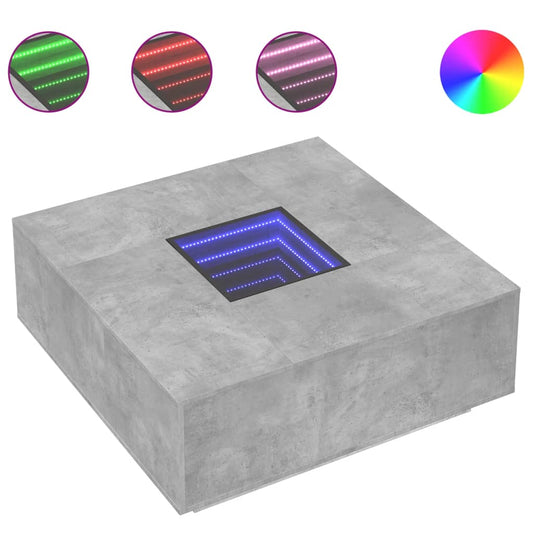 Coffee Table with Infinity LED Concrete Grey 100x100x40 cm Coffee Table with Infinity LED Concrete Grey 100x100x40 cm