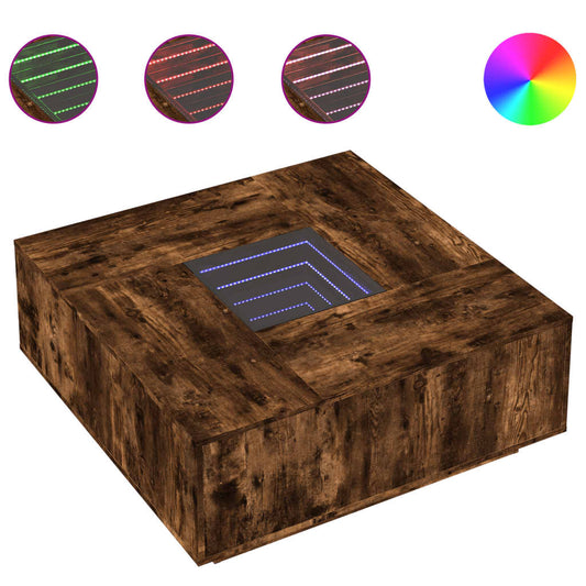 Coffee Table with Infinity LED Smoked Oak 100x100x40 cm Coffee Table with Infinity LED Smoked Oak 100x100x40 cm