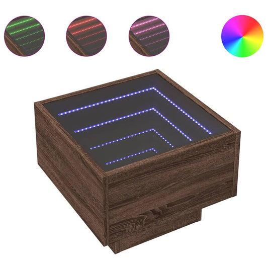 Bedside Table with Infinity LED Brown Oak 40x40x30 cm Bedside Table with Infinity LED Brown Oak 40x40x30 cm