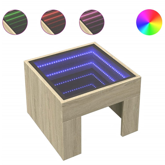 Bedside Table with Infinity LED Sonoma Oak 40x40x30 cm Bedside Table with Infinity LED Sonoma Oak 40x40x30 cm