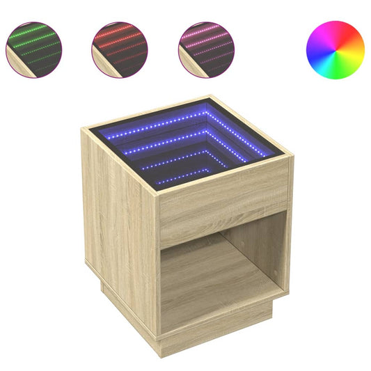 Bedside Table with Infinity LED Sonoma Oak 40x40x50 cm Bedside Table with Infinity LED Sonoma Oak 40x40x50 cm