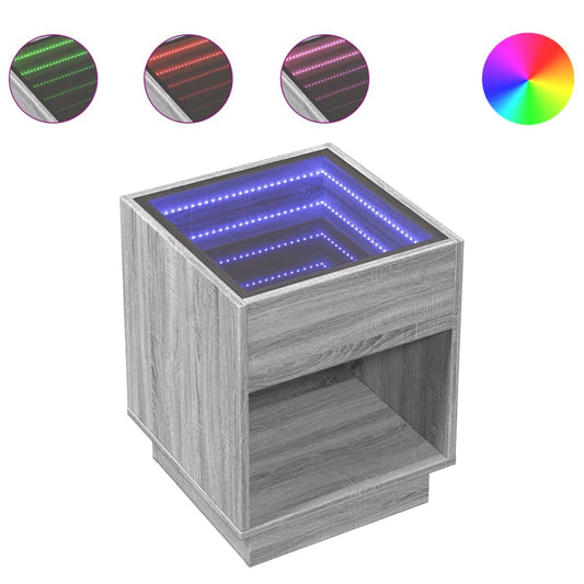 Bedside Table with Infinity LED Grey Sonoma 40x40x50 cm Bedside Table with Infinity LED Grey Sonoma 40x40x50 cm