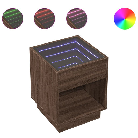 Bedside Table with Infinity LED Brown Oak 40x40x50 cm Bedside Table with Infinity LED Brown Oak 40x40x50 cm