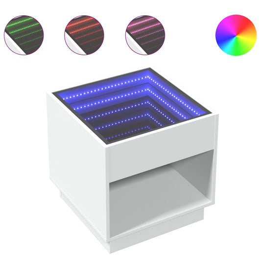 Bedside Table with Infinity LED White 50x50x50 cm Bedside Table with Infinity LED White 50x50x50 cm