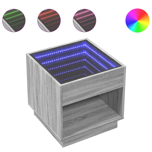 Bedside Table with Infinity LED Grey Sonoma 50x50x50 cm Bedside Table with Infinity LED Grey Sonoma 50x50x50 cm