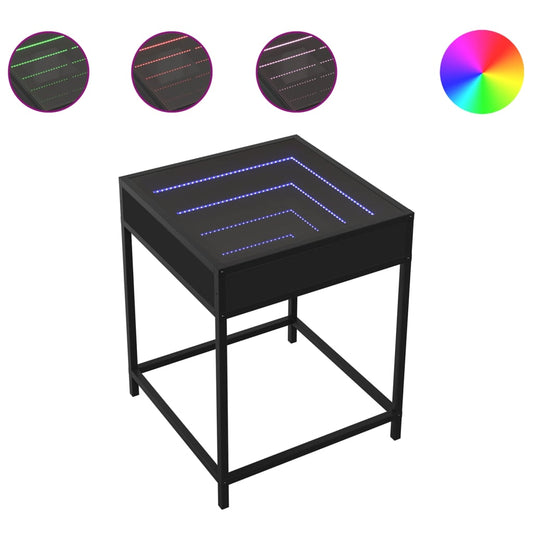 Bedside Table with Infinity LED Black 40x40x51 cm Bedside Table with Infinity LED Black 40x40x51 cm