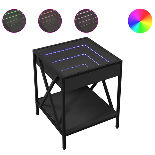 Bedside Table with Infinity LED Black 40x40x49 cm Bedside Table with Infinity LED Black 40x40x49 cm