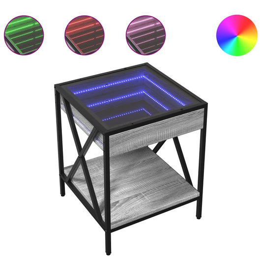 Bedside Table with Infinity LED Grey Sonoma 40x40x49 cm Bedside Table with Infinity LED Grey Sonoma 40x40x49 cm