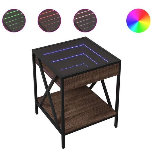 Bedside Table with Infinity LED Brown Oak 40x40x49 cm Bedside Table with Infinity LED Brown Oak 40x40x49 cm