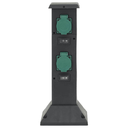 Outdoor Socket Column 4-Way Black and Green 16x16x39.5 cm Outdoor Socket Column 4-Way Black and Green 16x16x39.5 cm
