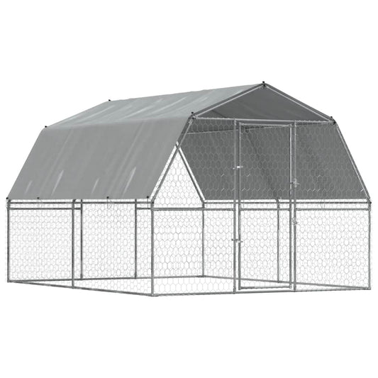 Dog Cage with Roof and Door Silver Galvanised Steel Dog Cage with Roof and Door Silver Galvanised Steel
