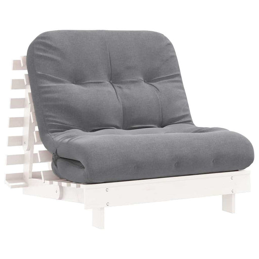Futon Sofa Bed with Mattress White 80x206x11 cm Solid Wood Pine Futon Sofa Bed with Mattress White 80x206x11 cm Solid Wood Pine