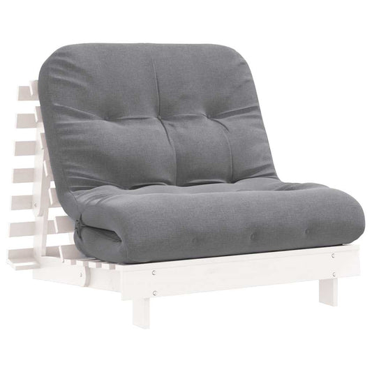 Futon Sofa Bed with Mattress White 90x206x11 cm Solid Wood Pine Futon Sofa Bed with Mattress White 90x206x11 cm Solid Wood Pine