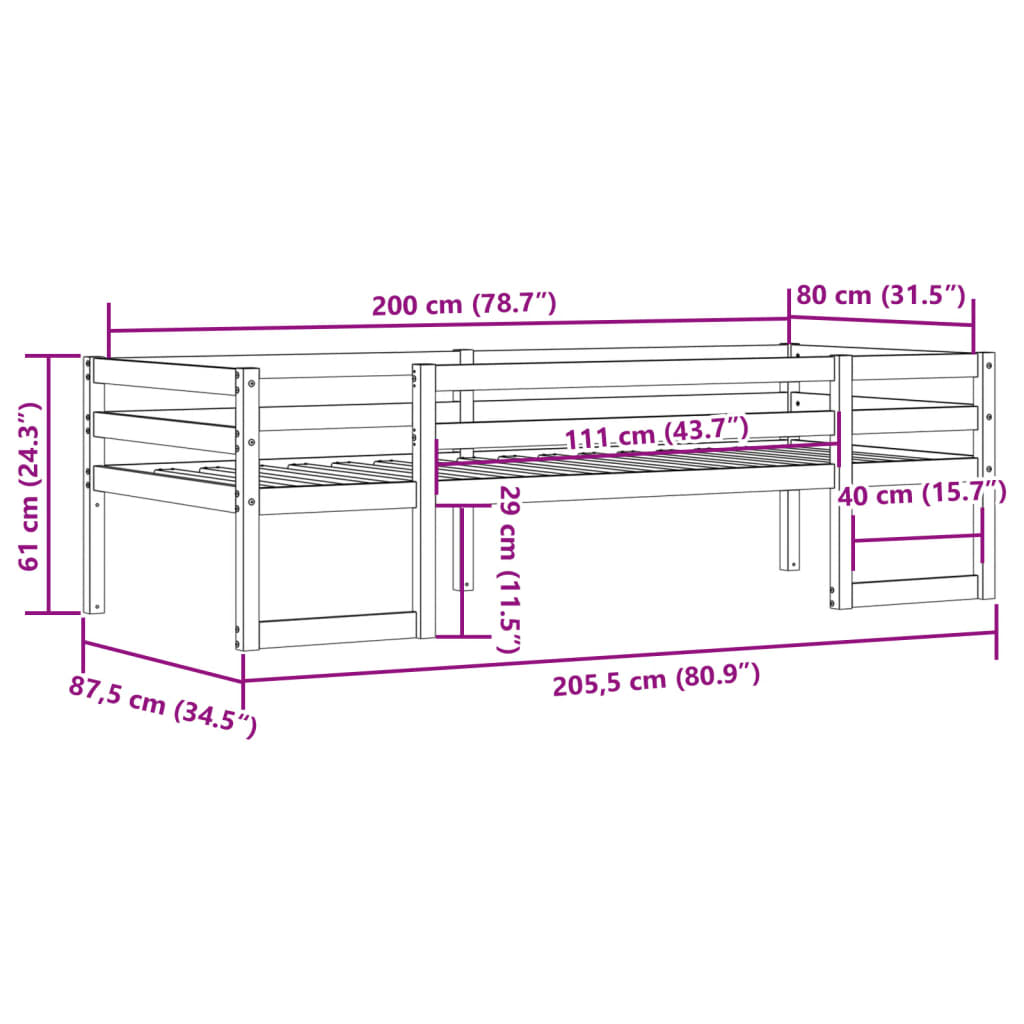 Kids'Bed Frame without Mattress Wax Brown 80x200 cm
