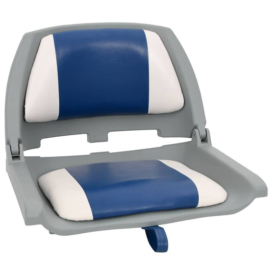 2 Piece Foldable Boat Seat Set Blue and White 48x51x41 cm 2 Piece Foldable Boat Seat Set Blue and White 48x51x41 cm