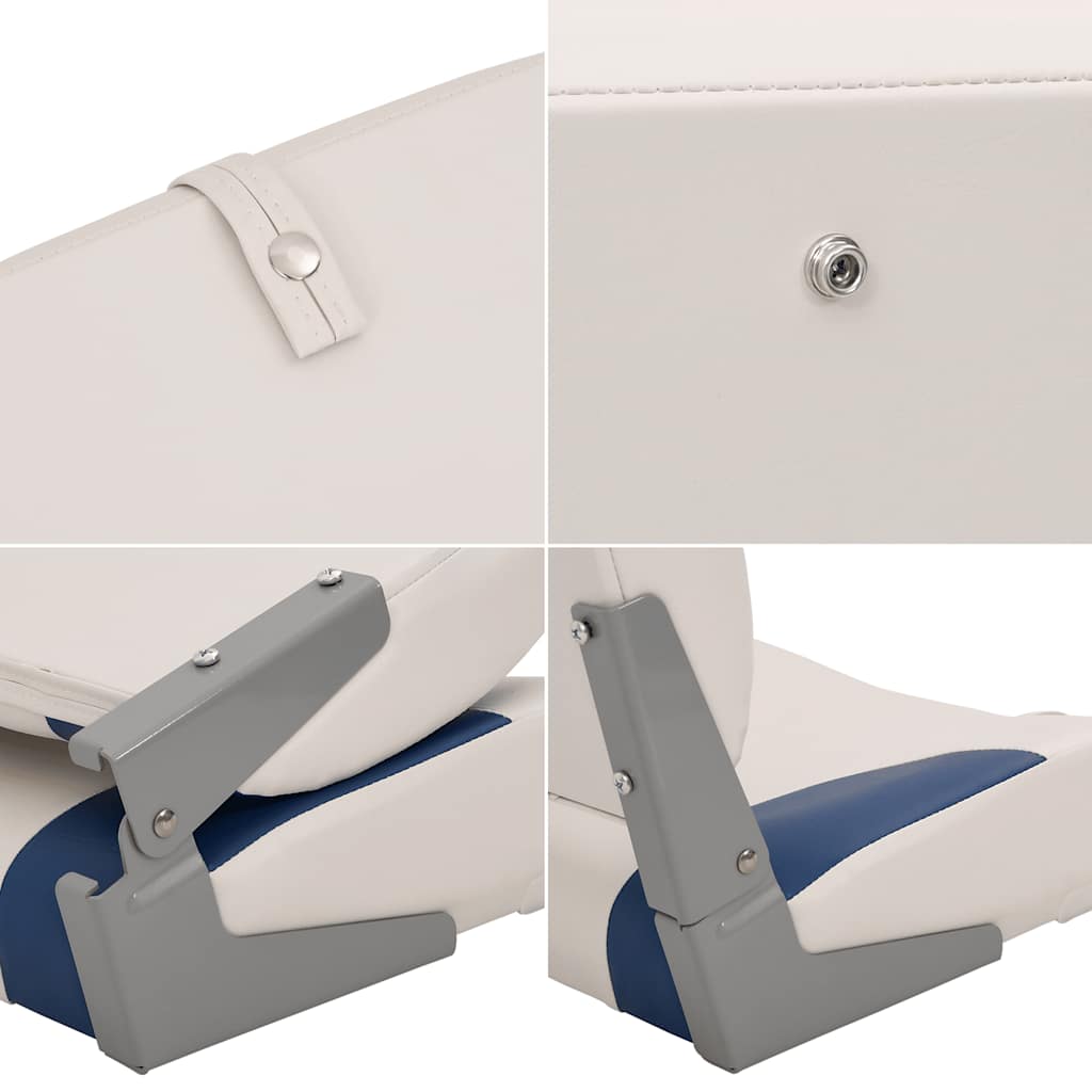 Foldable Boat Seat 1 Set Blue and White 41x36x48 cm