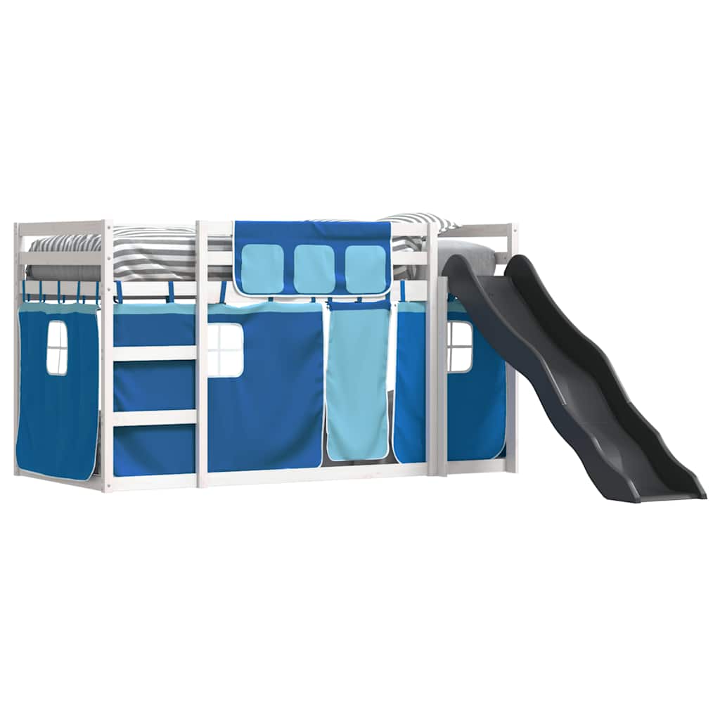 Bunk Bed without Mattress with Slide and Curtains Blue 90x200cm