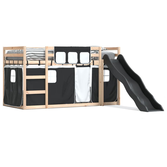 Bunk Bed without Mattress with Slide White and Black 90x190 cm Single Bunk Bed without Mattress with Slide White and Black 90x190 cm Single