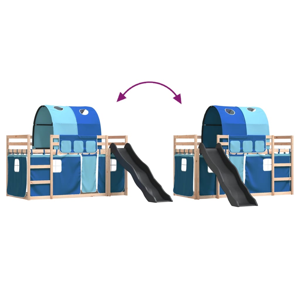 Bunk Bed without Mattress with Slide and Curtains Blue 80x200cm