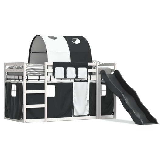 Bunk Bed without Mattress with Slide White and Black 90x190 cm Single Bunk Bed without Mattress with Slide White and Black 90x190 cm Single