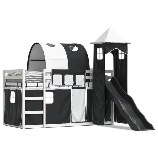 Bunk Bed without Mattress with Slide White and Black 90x200 cm Bunk Bed without Mattress with Slide White and Black 90x200 cm