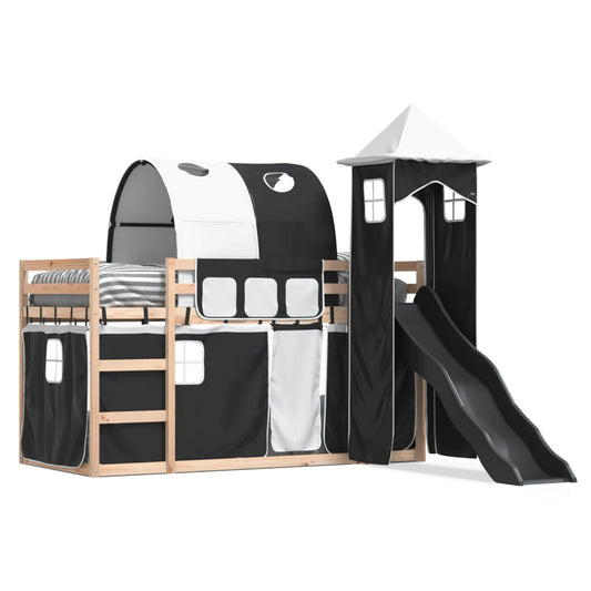 Bunk Bed without Mattress with Slide White and Black 80x200 cm Bunk Bed without Mattress with Slide White and Black 80x200 cm
