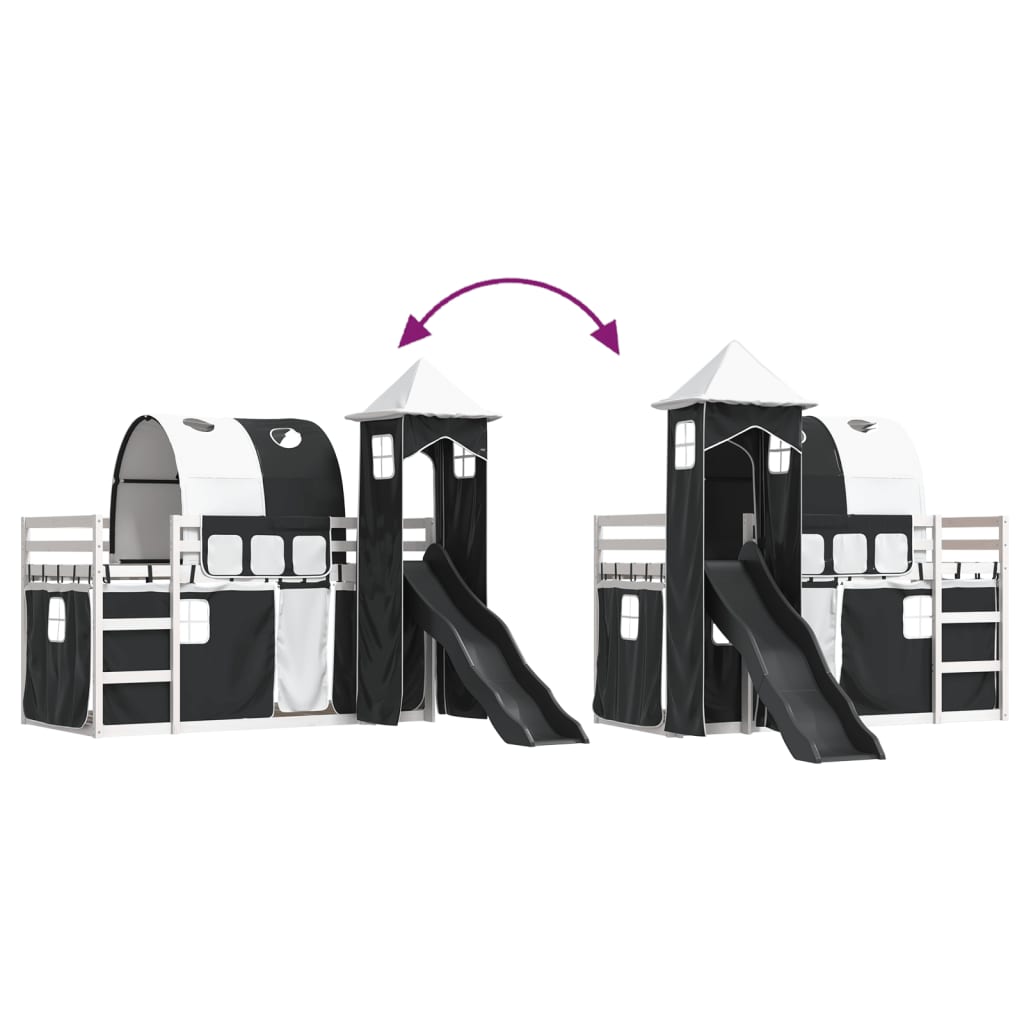 Bunk Bed without Mattress with Slide White and Black 80x200 cm