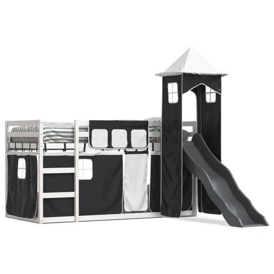 Bunk Bed without Mattress with Slide White and Black 90x200 cm Bunk Bed without Mattress with Slide White and Black 90x200 cm