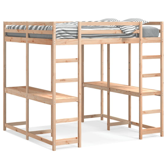 Loft Bed with Desk and Ladder 140x200 cm Solid Wood Pine Loft Bed with Desk and Ladder 140x200 cm Solid Wood Pine