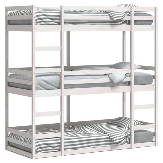 Triple Bunk Bed without Mattress White 90x200 cm Solid Wood Pine Triple Bunk Bed without Mattress White 90x200 cm Solid Wood Pine