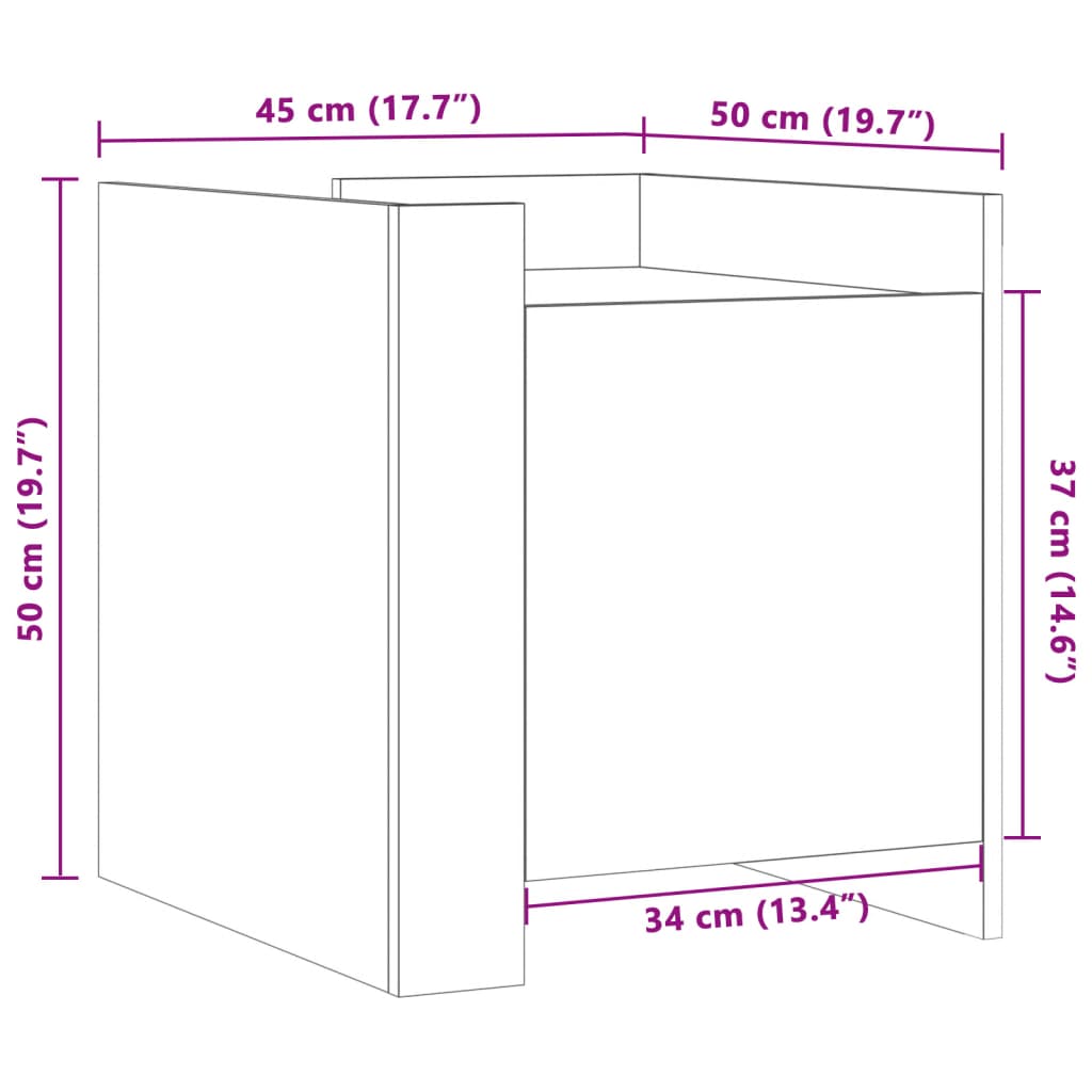 Bedside Cabinet Black 45x50x50 cm Engineered Wood