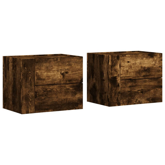 Wall-mounted Bedside Cabinets 2 pcs Smoked Oak 45x30x35 cm Wall-mounted Bedside Cabinets 2 pcs Smoked Oak 45x30x35 cm