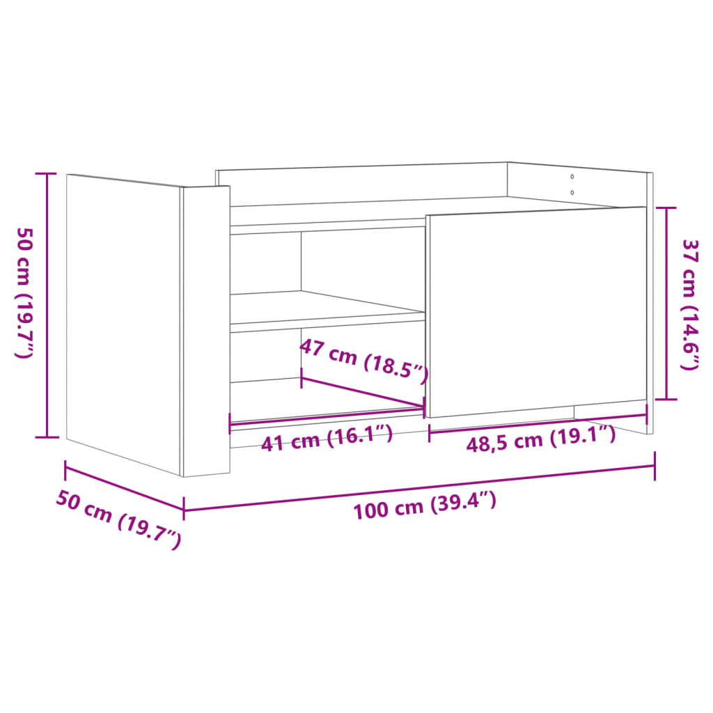 Coffee Table Black 100x50x50 cm Engineered Wood