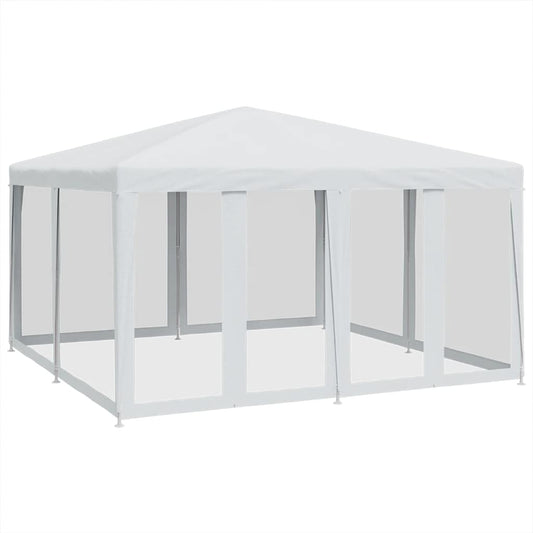 Party Tent with 8 Mesh Sidewalls White 4x4 m HDPE Party Tent with 8 Mesh Sidewalls White 4x4 m HDPE