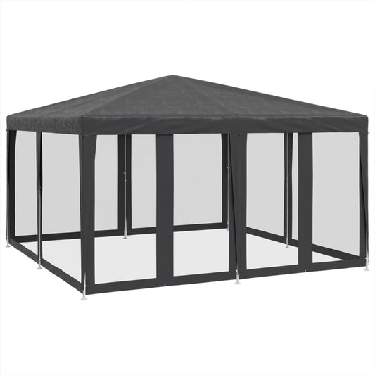 Party Tent with 8 Mesh Sidewalls Anthracite 4x4 m HDPE Party Tent with 8 Mesh Sidewalls Anthracite 4x4 m HDPE