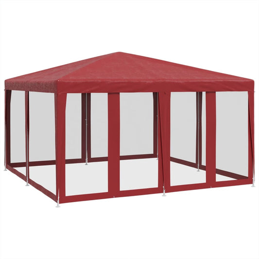 Party Tent with 8 Mesh Sidewalls Red 4x4 m HDPE Party Tent with 8 Mesh Sidewalls Red 4x4 m HDPE
