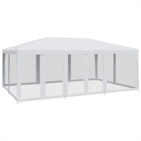 Party Tent with 10 Mesh Sidewalls White 6x4 m HDPE Party Tent with 10 Mesh Sidewalls White 6x4 m HDPE