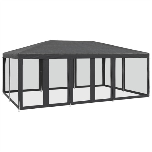 Party Tent with 10 Mesh Sidewalls Anthracite 6x4 m HDPE Party Tent with 10 Mesh Sidewalls Anthracite 6x4 m HDPE