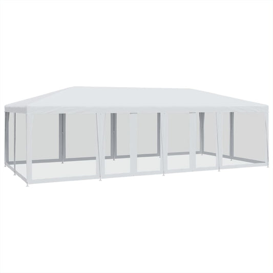 Party Tent with 12 Mesh Sidewalls White 8x4 m HDPE Party Tent with 12 Mesh Sidewalls White 8x4 m HDPE