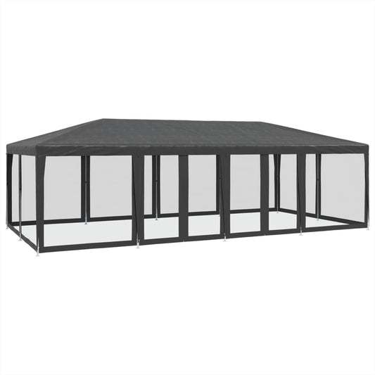 Party Tent with 12 Mesh Sidewalls Anthracite 8x4 m HDPE Party Tent with 12 Mesh Sidewalls Anthracite 8x4 m HDPE
