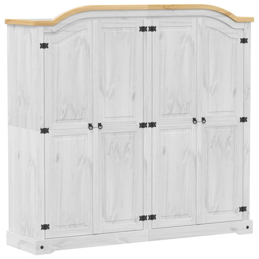 Wardrobe Corona White 194x52x186 cm Solid Wood Pine Wardrobe Corona White 194x52x186 cm Solid Wood Pine