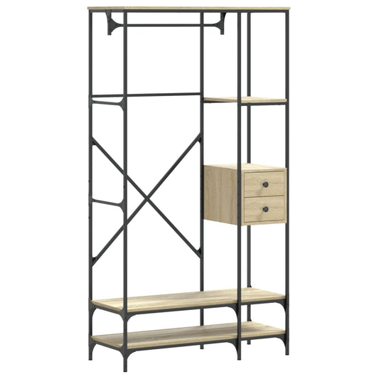 Clothes Rack with Shelves Sonoma Oak Engineered Wood Clothes Rack with Shelves Sonoma Oak Engineered Wood