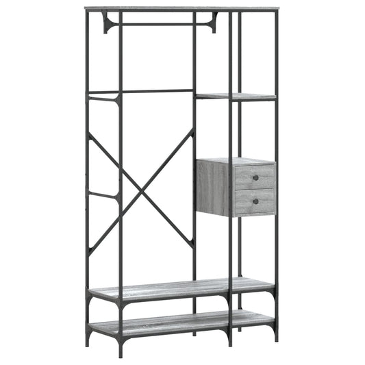 Clothes Rack with Shelves Grey Sonoma Engineered Wood Clothes Rack with Shelves Grey Sonoma Engineered Wood