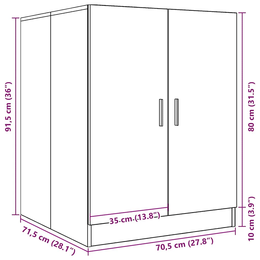Washing Machine Cabinet Sonoma Oak 70,5x71,5x91,5 cm