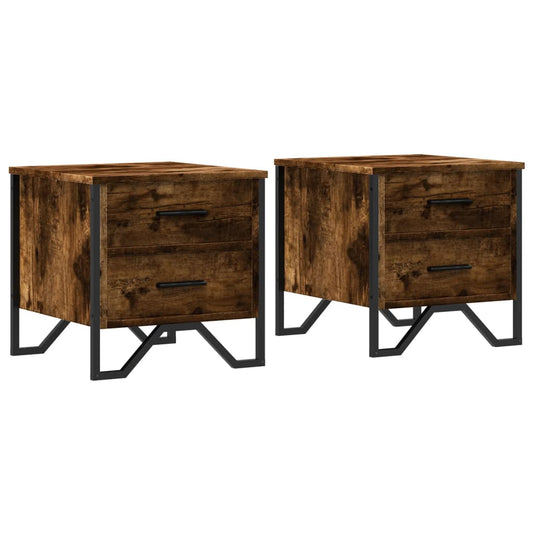Bedside Cabinets 2 pcs Smoked Oak 40x41x40 cm Engineered Wood Bedside Cabinets 2 pcs Smoked Oak 40x41x40 cm Engineered Wood
