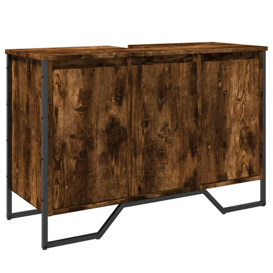 Bathroom Sink Cabinet Smoked Oak 91x35x60 cm Engineered Wood Bathroom Sink Cabinet Smoked Oak 91x35x60 cm Engineered Wood
