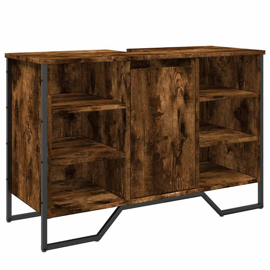 Bathroom Sink Cabinet Smoked Oak 91x35x60 cm Engineered Wood Bathroom Sink Cabinet Smoked Oak 91x35x60 cm Engineered Wood